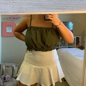Army green crop tank top